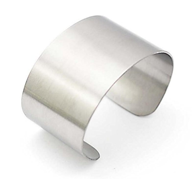 COUYA Women's Silver Cuff Bracelet 316L Stainless Steel Polished Matt Satin Cuff Bangle 38mm Wide
